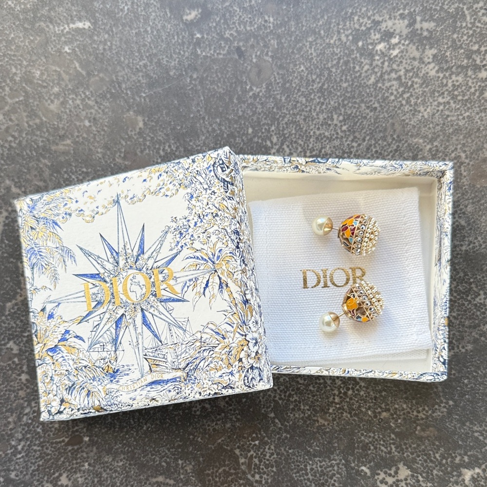 Dior Gold and Multicolor Pearl Tribales Earrings
